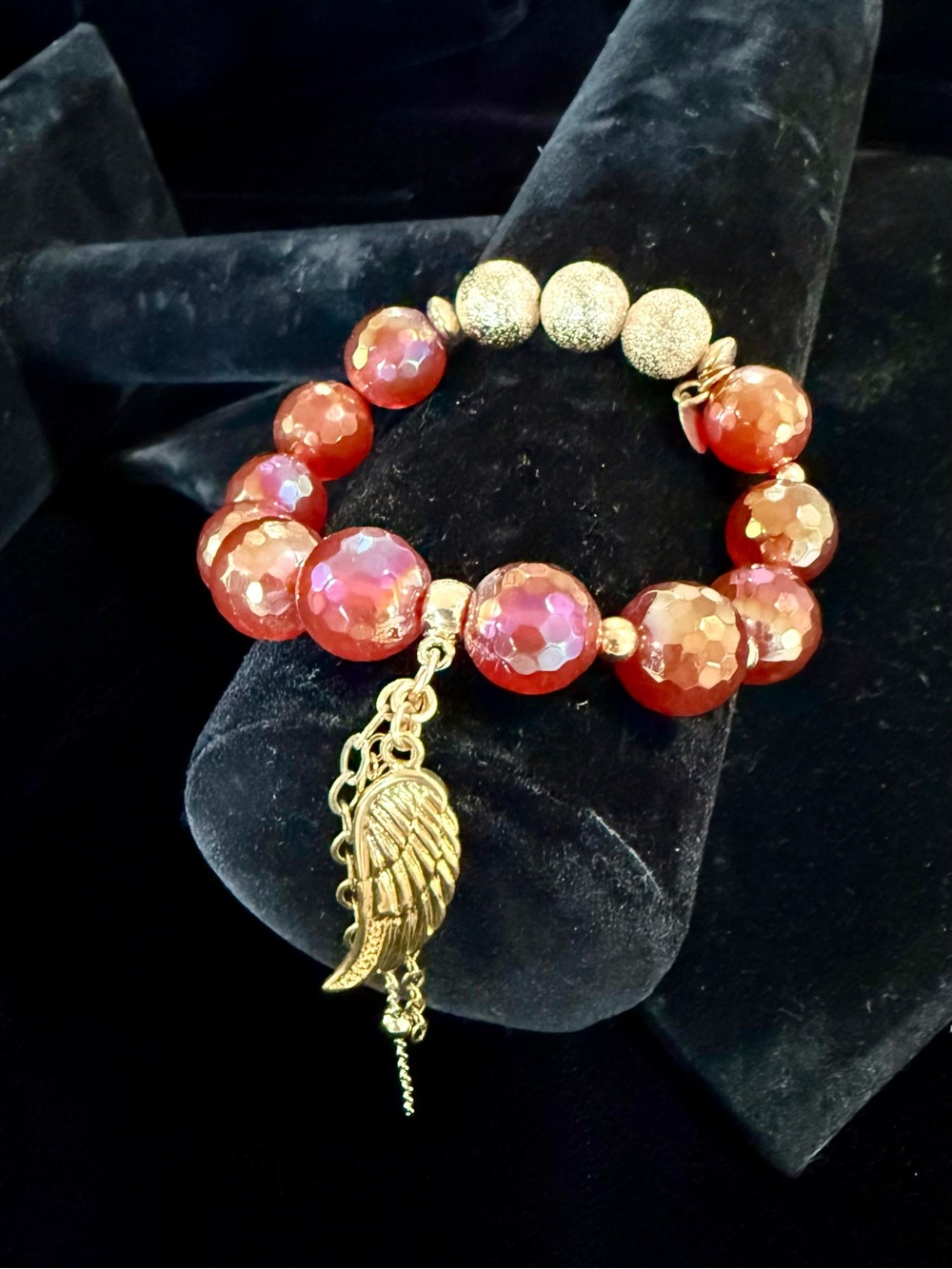 Carnelian Gemstone Bracelet-Stardust Beads and Gold Filled